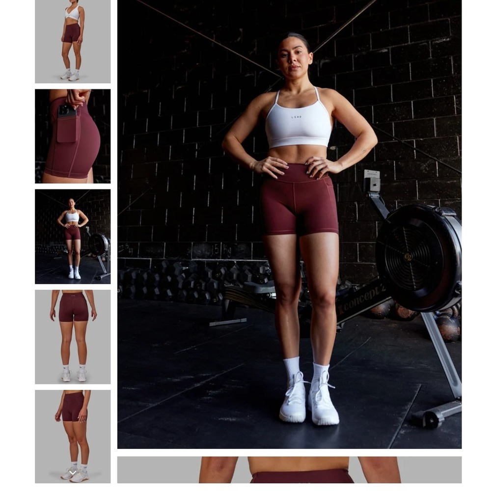 LSKD Elite X-Shorts Dark Cherry 4in High Waisted Shorts XS WTGH00415 NWT NEW - Picture 2 of 16
